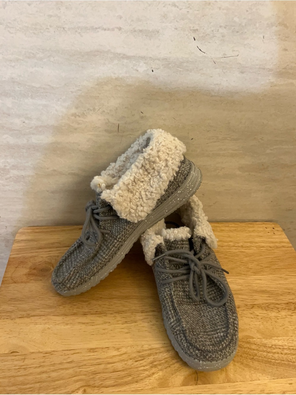 Hey Dude Women's Britt Booties in the "Grey Remix" colorway.